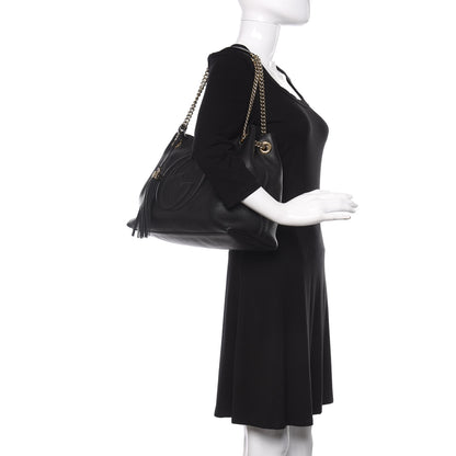 Gucci Pebbled Calfskin Medium Soho Chain Shoulder Bag Black 2 of 11
