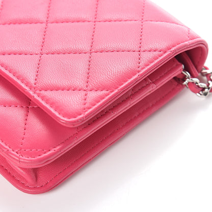 Chanel Lambskin Quilted Wallet On Chain WOC Pink 13 of 13