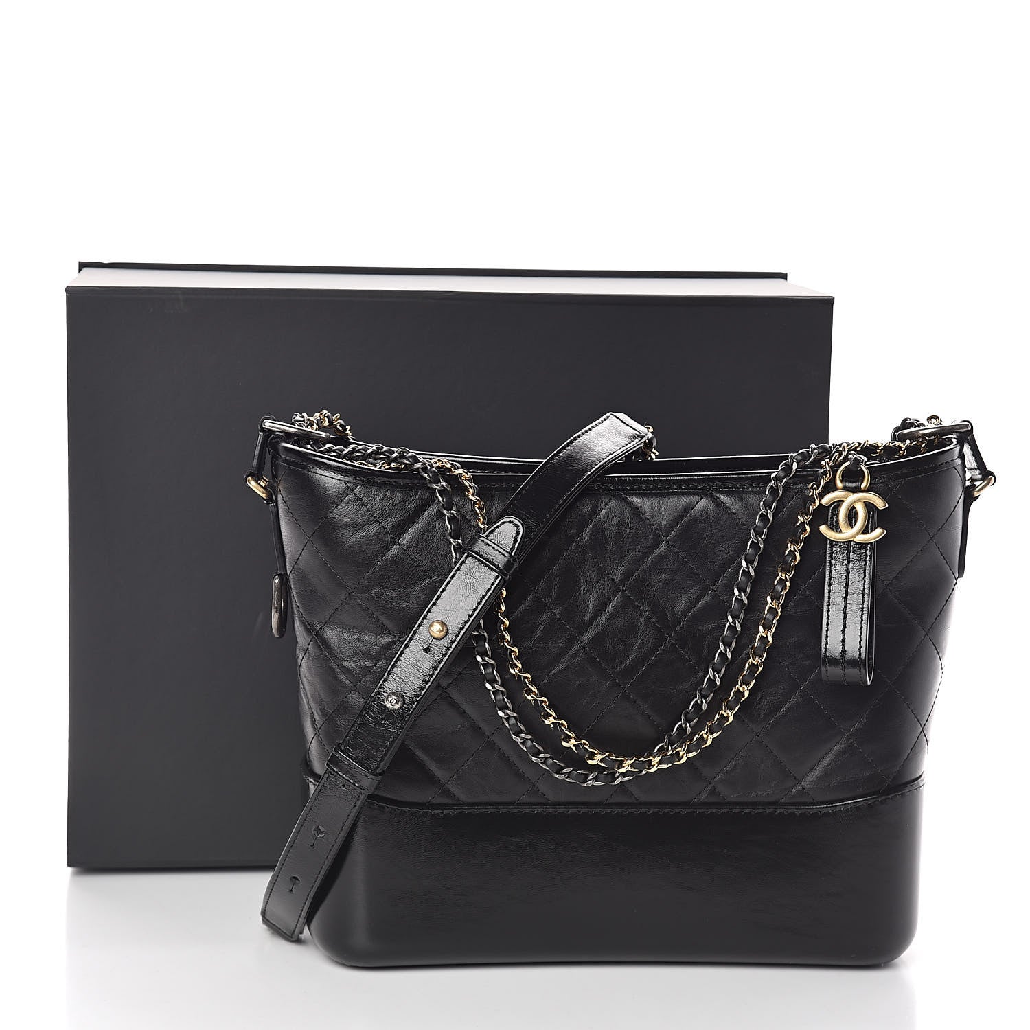 Chanel Aged Calfskin Quilted Medium Gabrielle Hobo Black 10 of 10