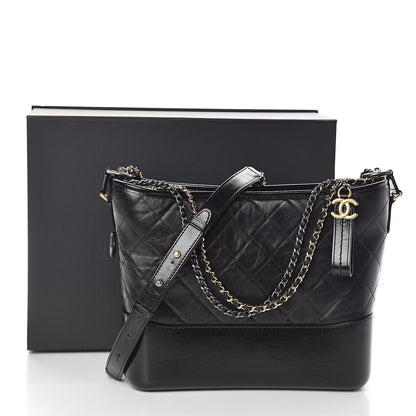 Chanel Aged Calfskin Quilted Medium Gabrielle Hobo Black 10 of 10