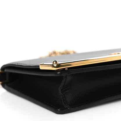 Prada Saffiano Mini Cahier Crossbody Bag Black 7 of 8