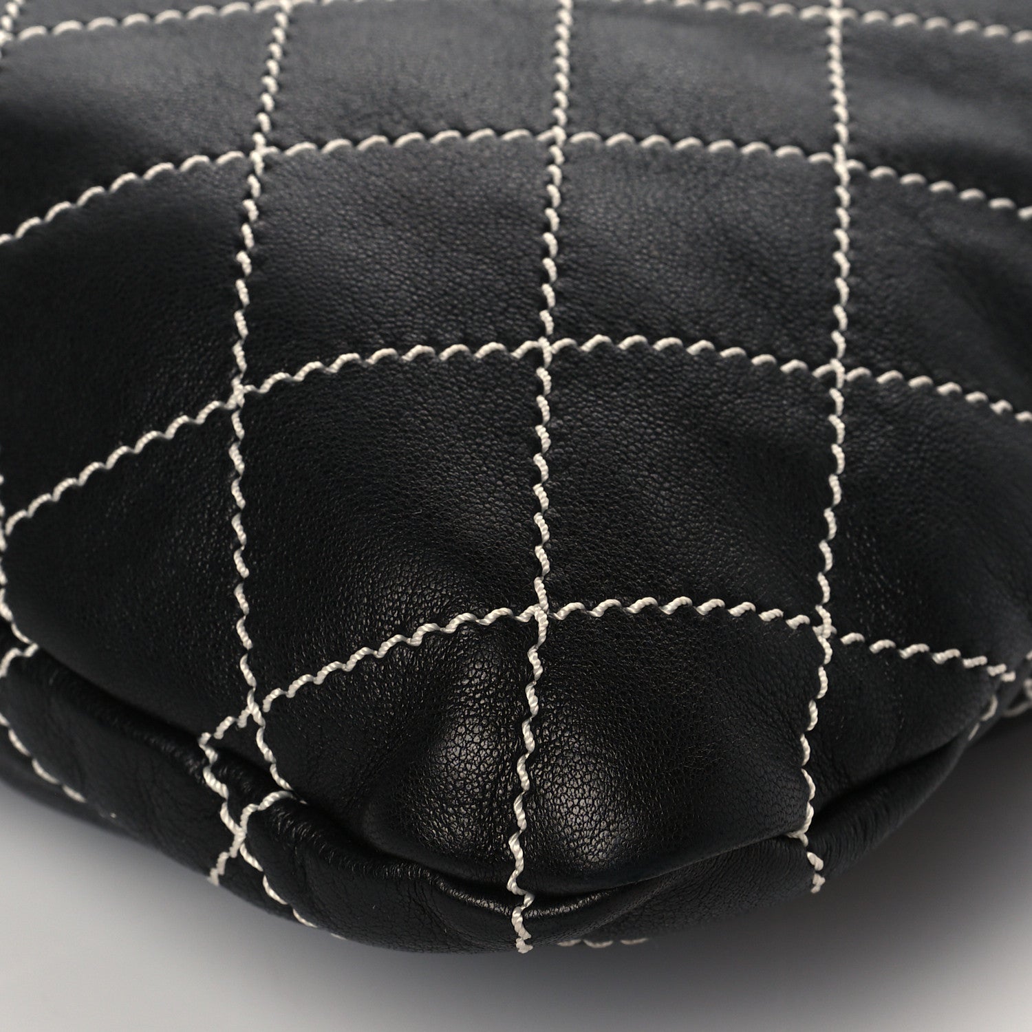Chanel Lambskin Contrast Stitch Shoulder Bag Black 10 of 10
