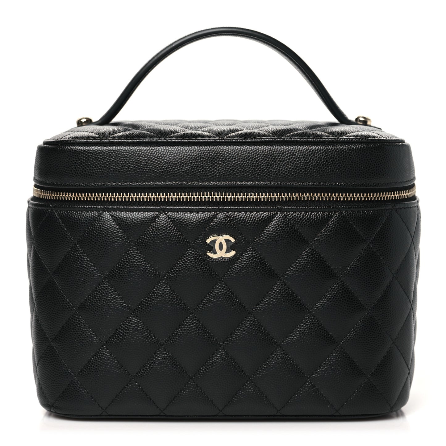 Caviar Quilted Large Vanity Pouch Black
