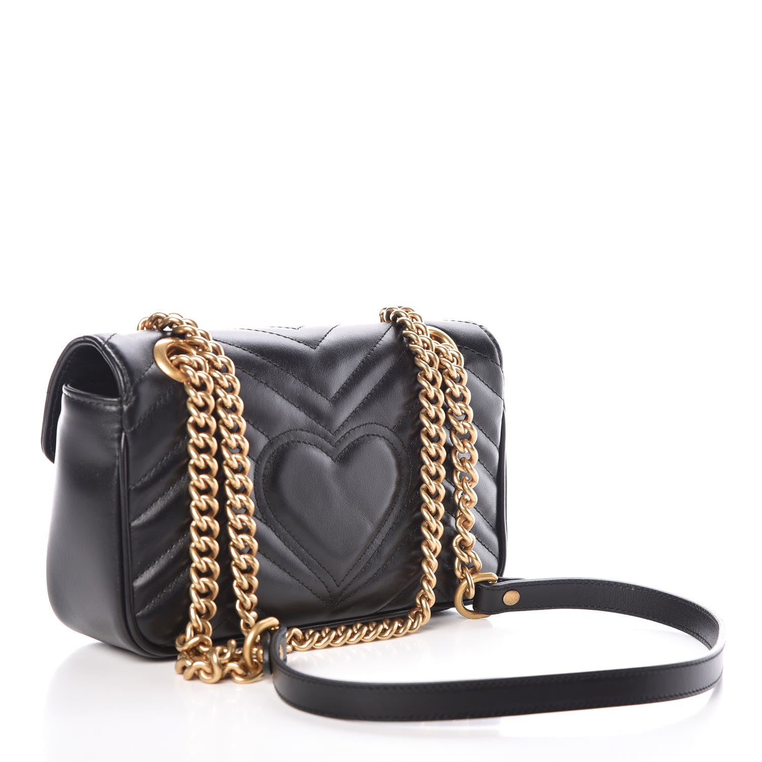 Gucci Calfskin Matelasse Mini GG Marmont Shoulder Bag Black 3 of 9