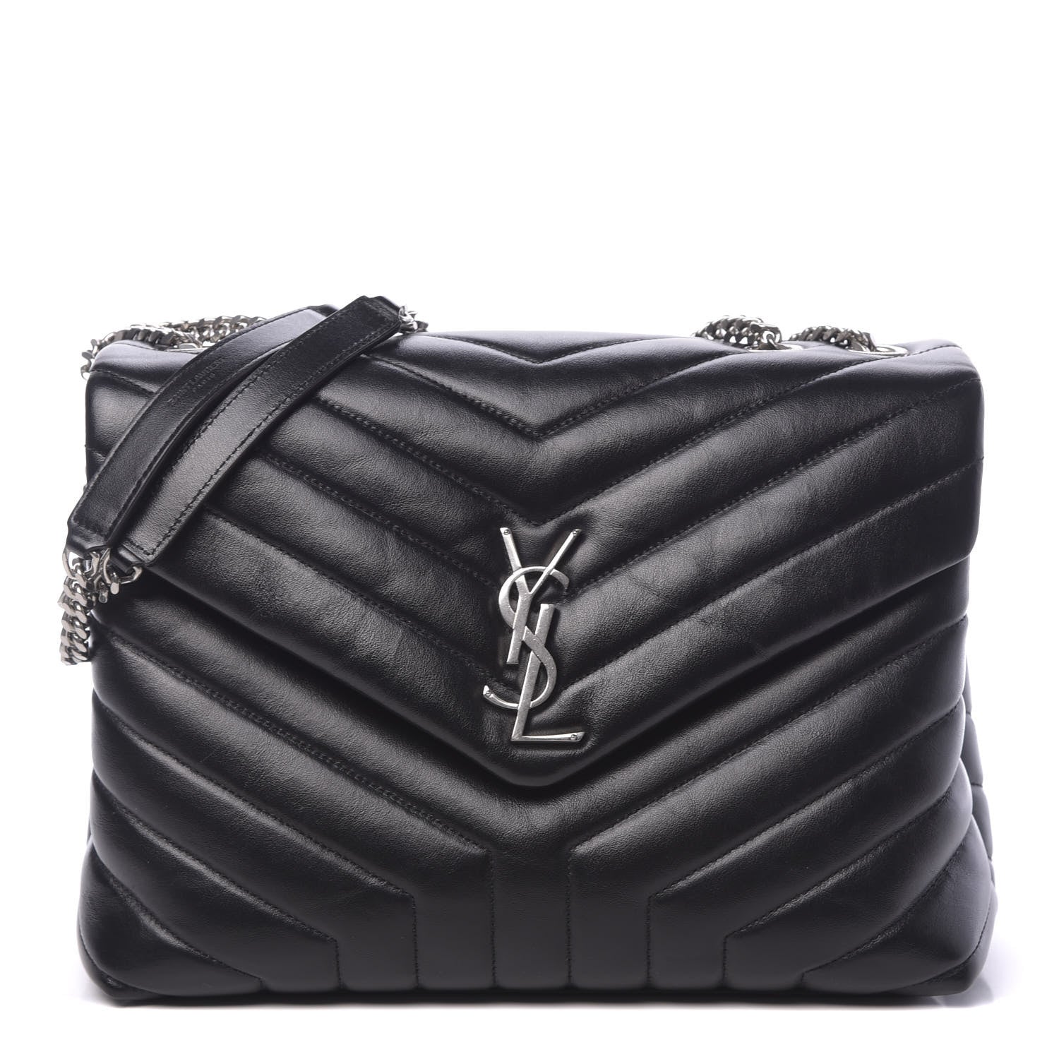 Saint Laurent Calfskin Y Quilted Monogram Medium Loulou Chain Satchel Black 1 of 9
