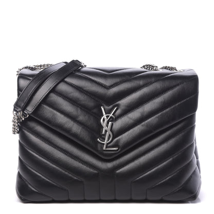 Saint Laurent Calfskin Y Quilted Monogram Medium Loulou Chain Satchel Black 1 of 9
