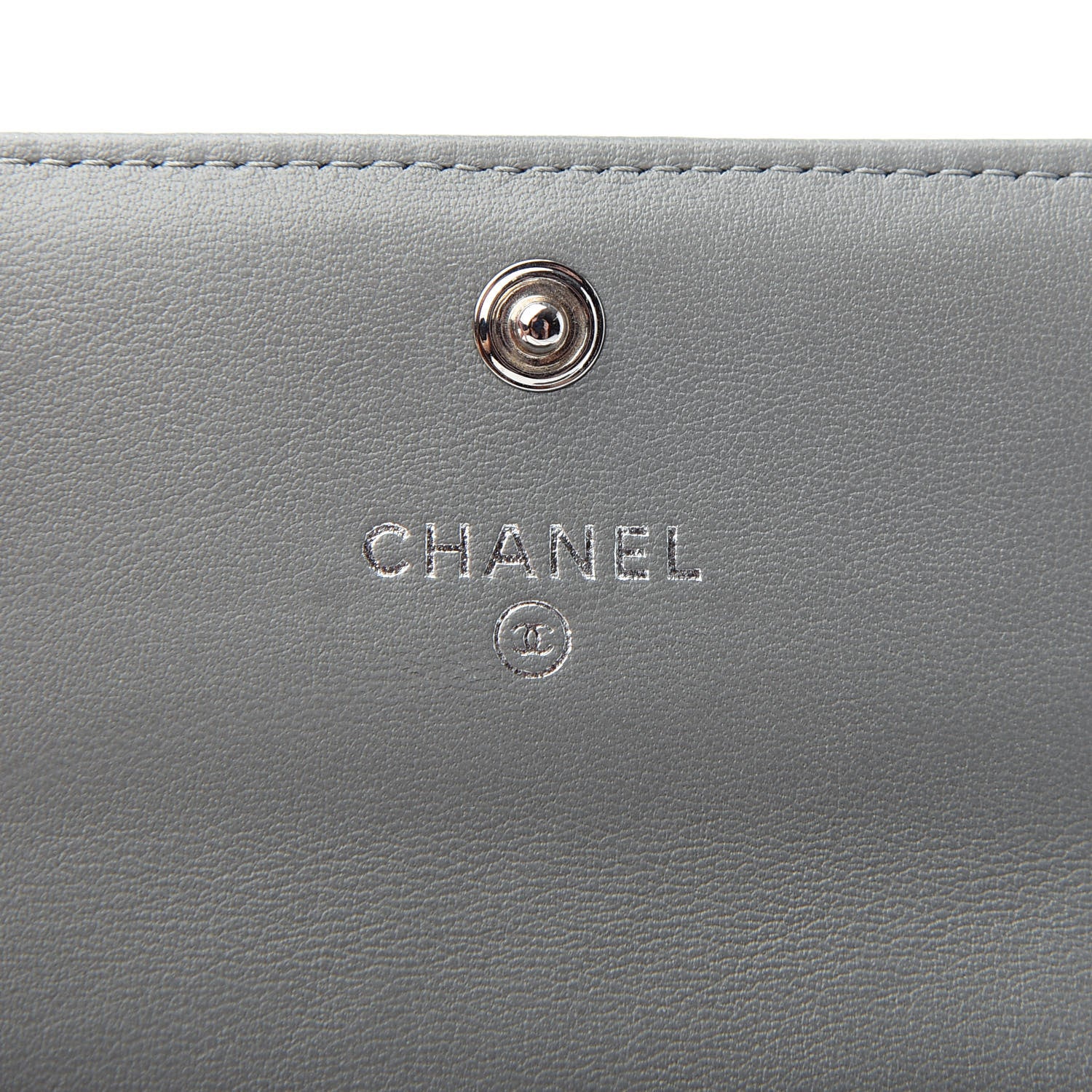 Chanel Calfskin Quilted Boy Card Holder Grey 6 of 8