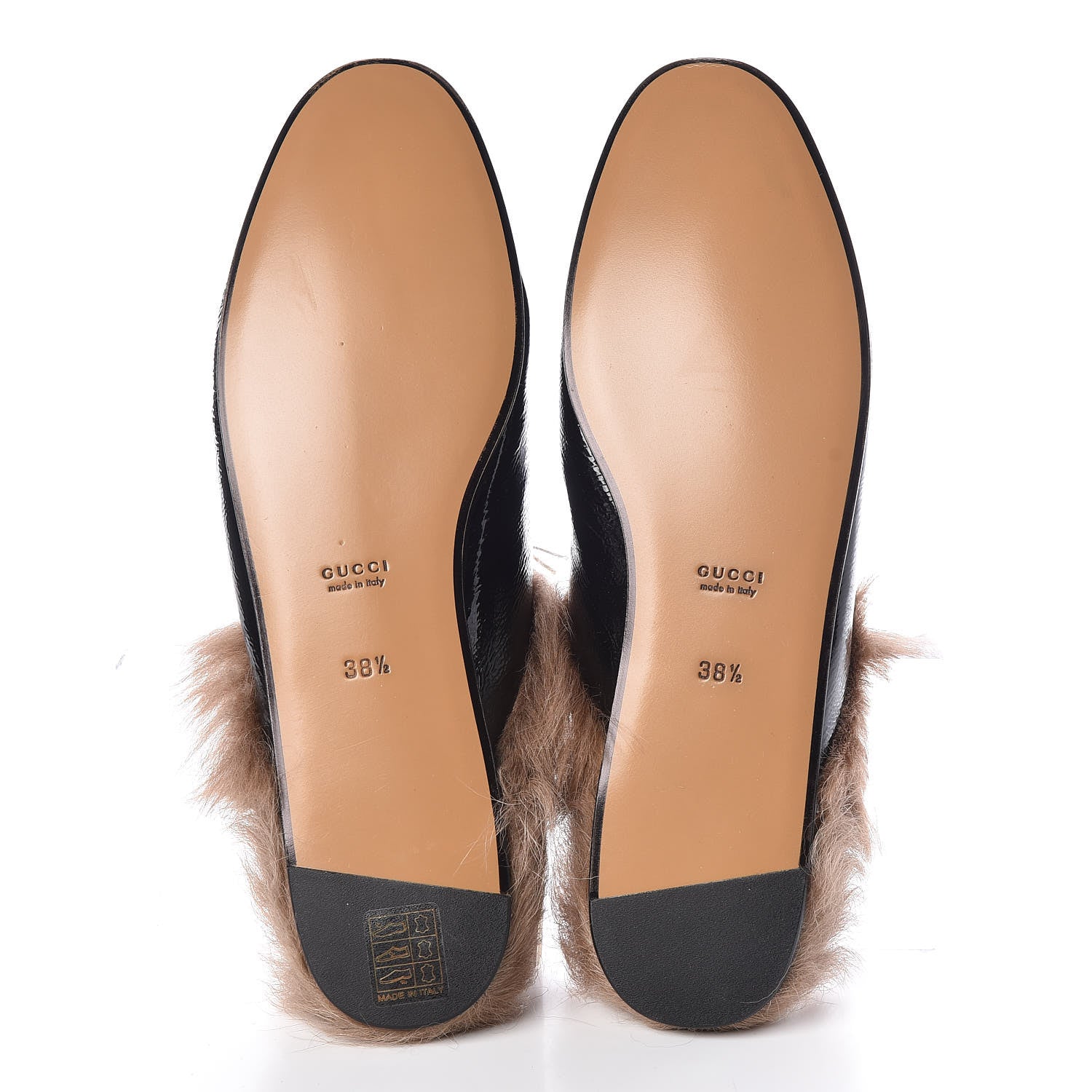 Gucci Patent Fur Womens Princetown Slippers 38.5 Black Natural 5 of 8