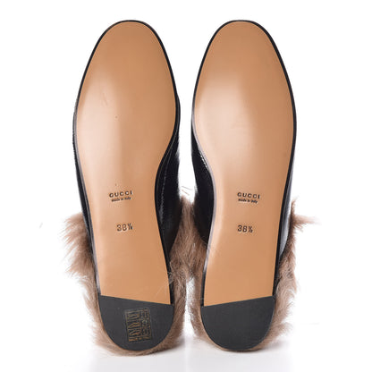 Gucci Patent Fur Womens Princetown Slippers 38.5 Black Natural 5 of 8