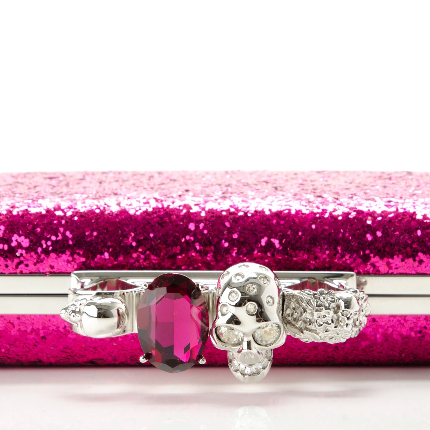 PVC Glitter Knuckle Box Clutch Pink
