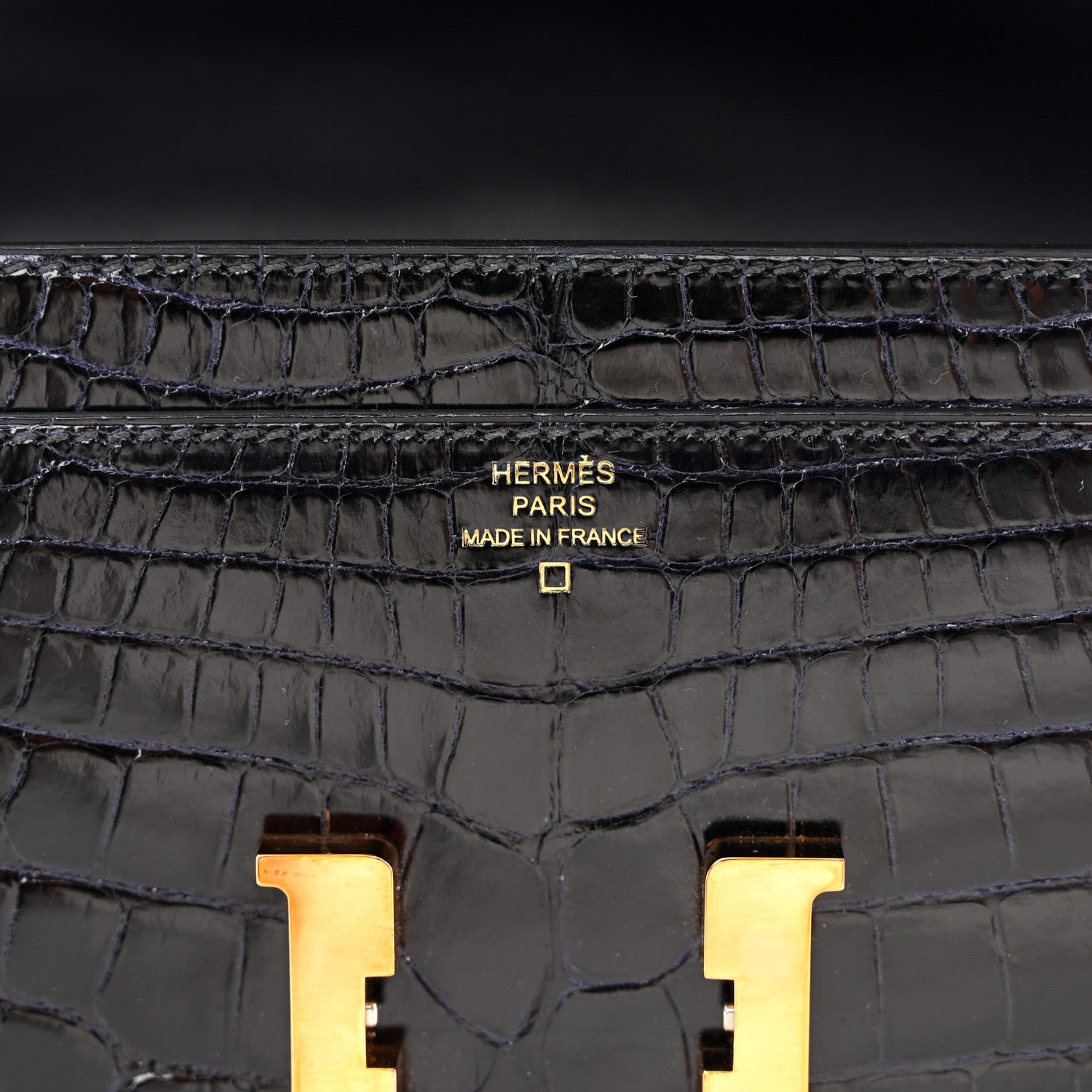 Hermes Shiny Alligator Constance Long Wallet Bleu Marine 6 of 11