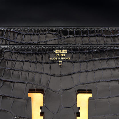 Hermes Shiny Alligator Constance Long Wallet Bleu Marine 6 of 11
