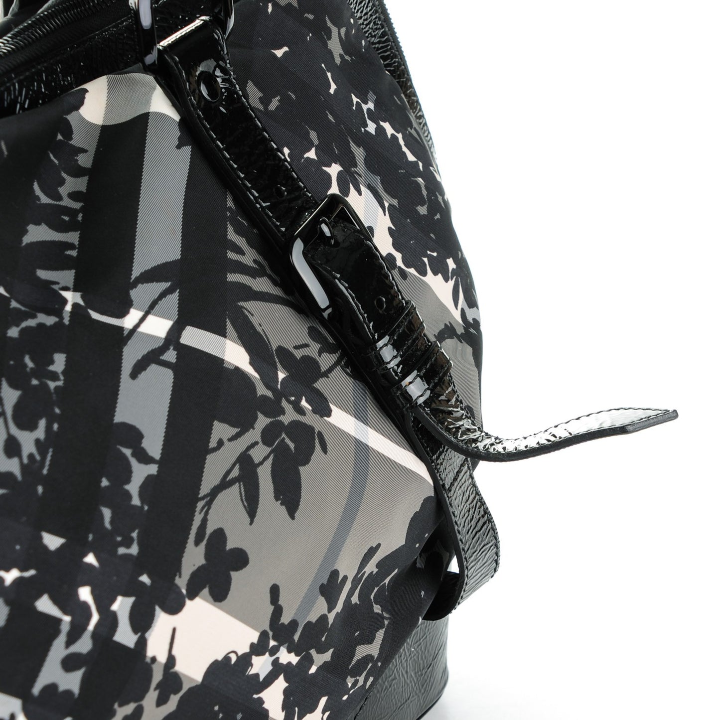 Nylon Beat Check Floral Large Florence Tote Black