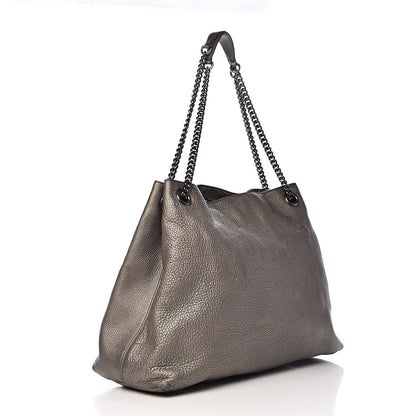 Gucci Metallic Pebbled Calfskin Large Soho Chain Shoulder Bag Sasso 3 of 16