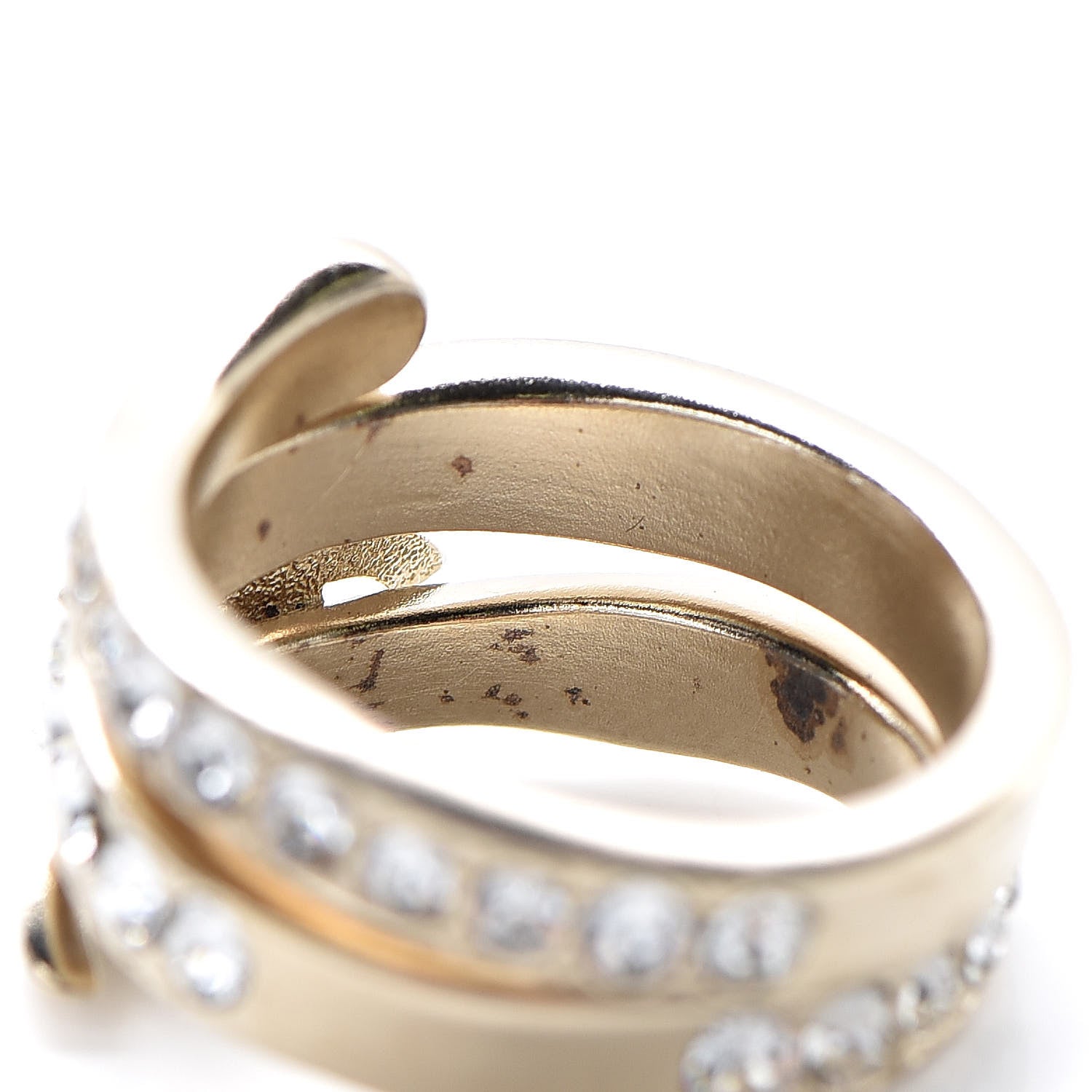 Chanel Crystal CC Ring 5.75 Gold 6 of 8