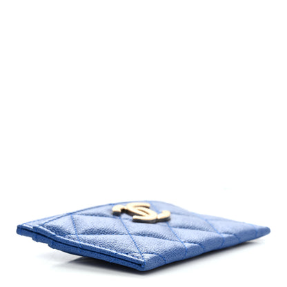 Chanel Caviar Quilted Studded CC Card Holder Blue 4 of 9