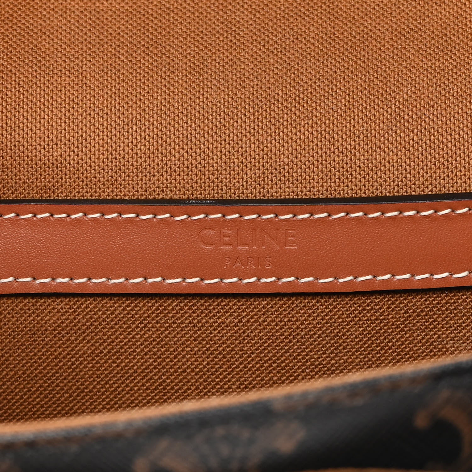 Celine Triomphe Canvas Medium Folco Bag Tan 6 of 10