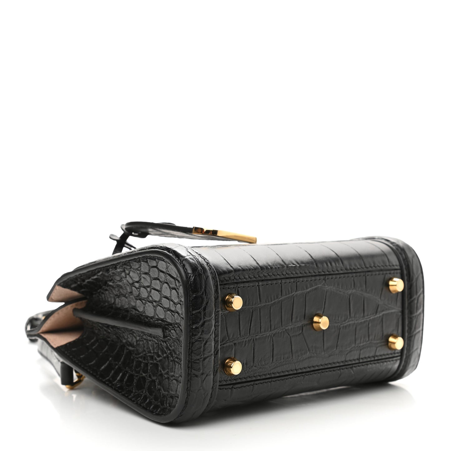 Calfskin Crocodile Embossed Mini Heroine 21 Black