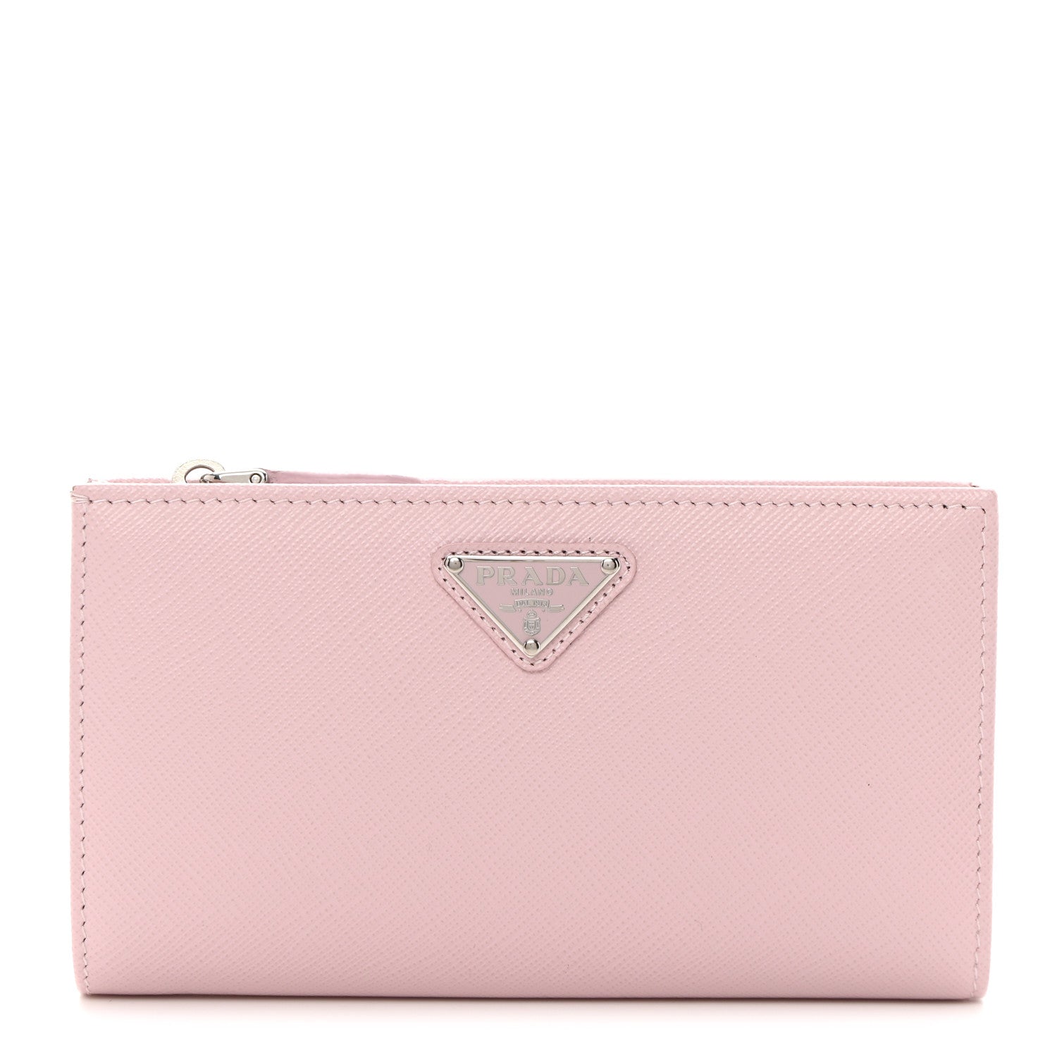 Prada Saffiano Triangle Continental Zip Wallet Alabastro 1 of 10