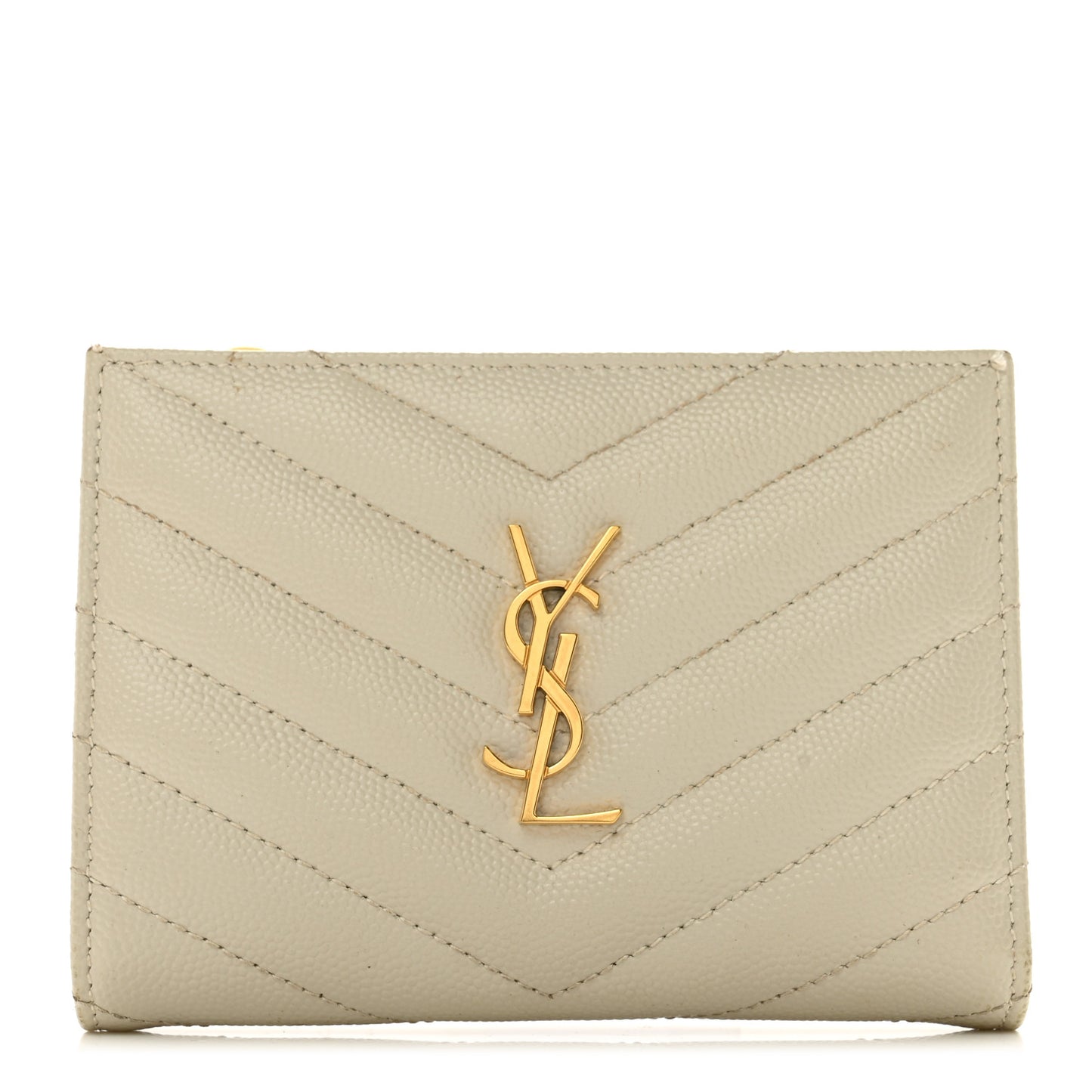 Grain De Poudre Matelasse Chevron Monogram Zipped Two-Part Wallet Crema Soft