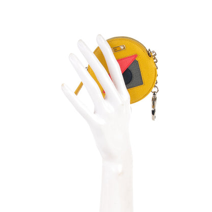 Fendi Vitello Elite Monster Eye Coin Purse Key Case Yellow 2 of 8