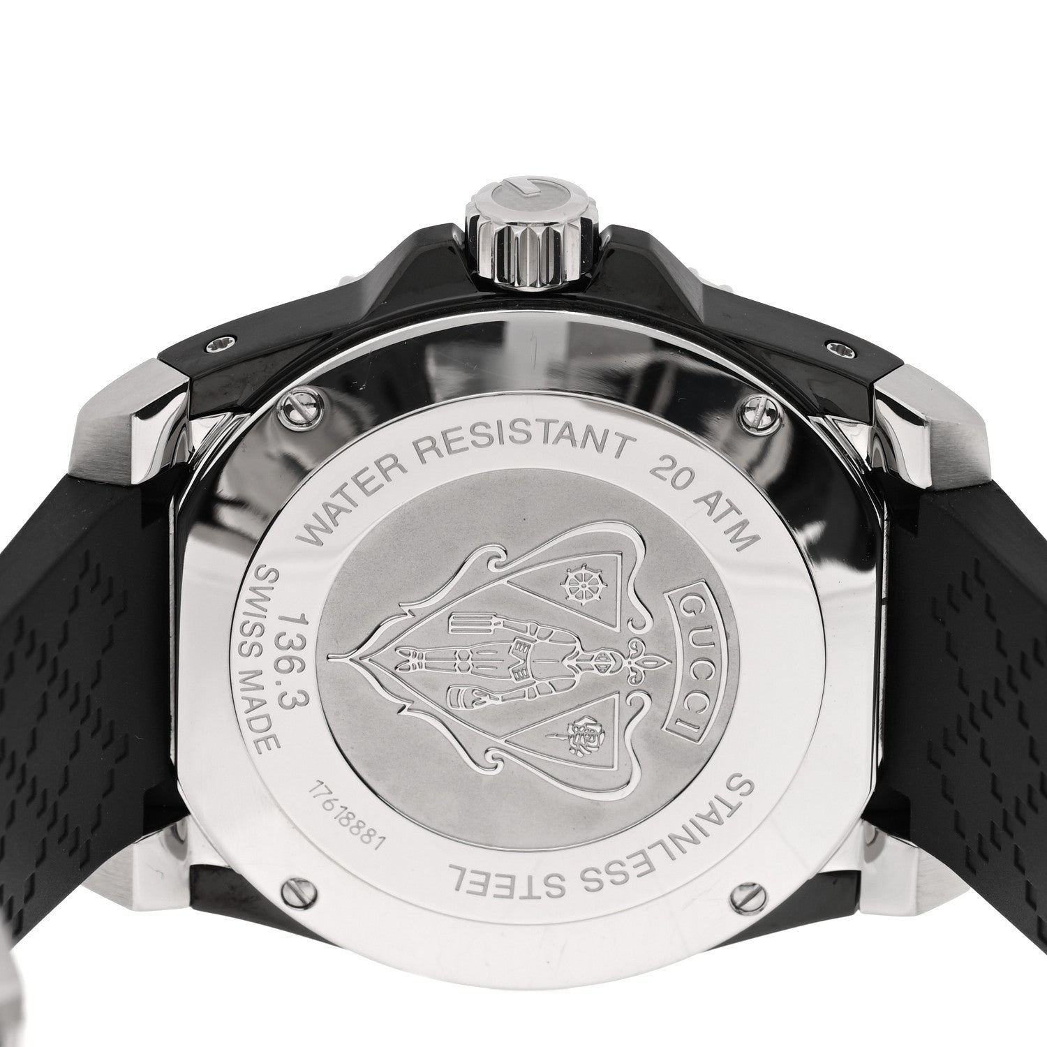 Gucci Stainless Steel Rubber 40mm Dive Quartz Watch Black 4 of 5