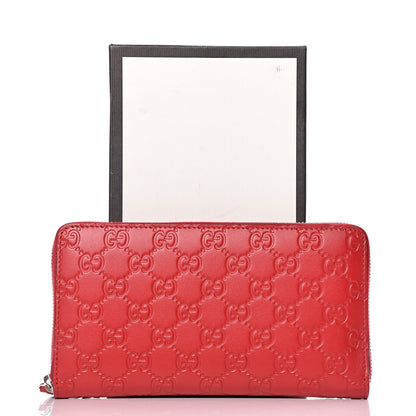 Gucci Guccissima Signature Zip Around Organizer Wallet Hibiscus Red 10 of 10