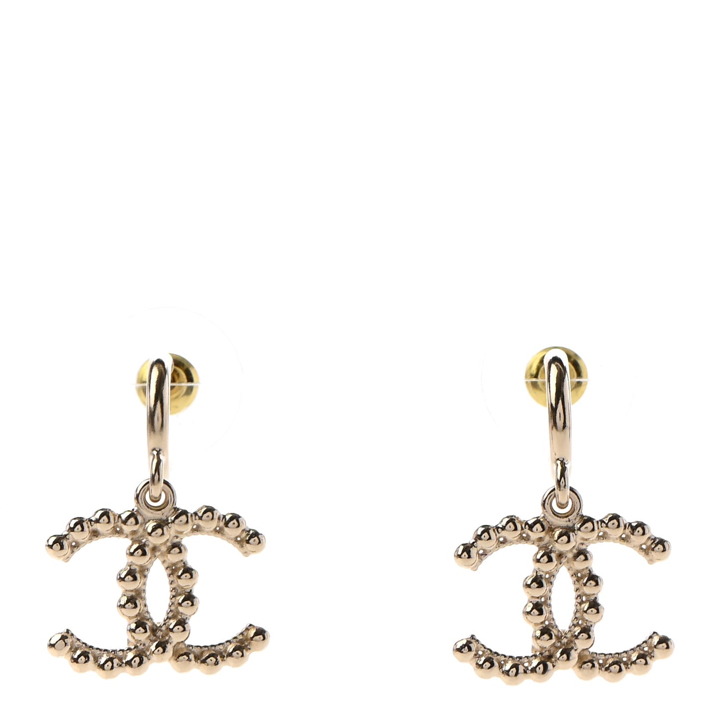 Metal Bead CC Drop Earrings Gold