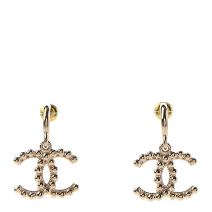 Chanel Metal Bead CC Drop Earrings Gold 1 of 4