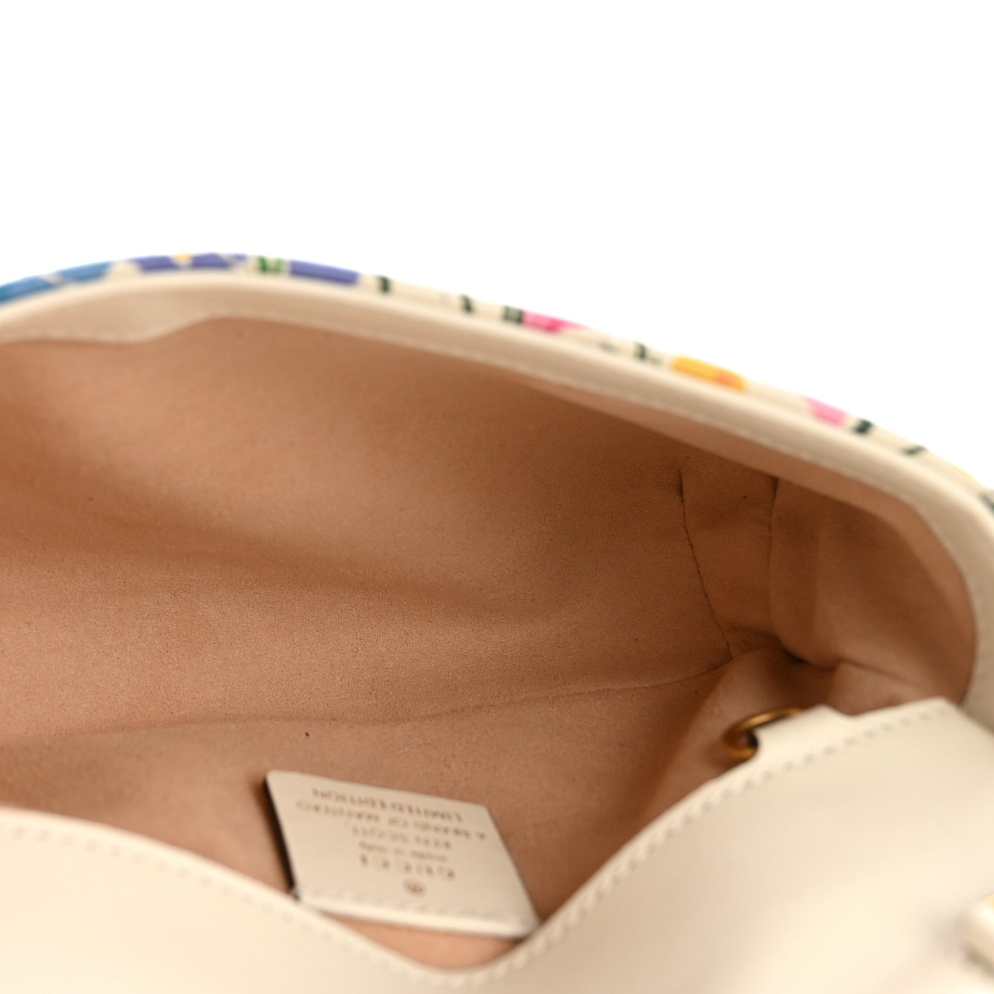 X KEN SCOTT Calfskin Matelasse Floral Print Super Mini GG Marmont Shoulder Bag Ivory Pink