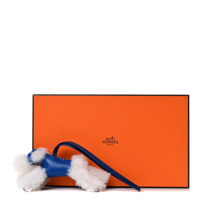 Hermes Milo Lambskin Shearling Budy Charm Bleu Saphir 4 of 4
