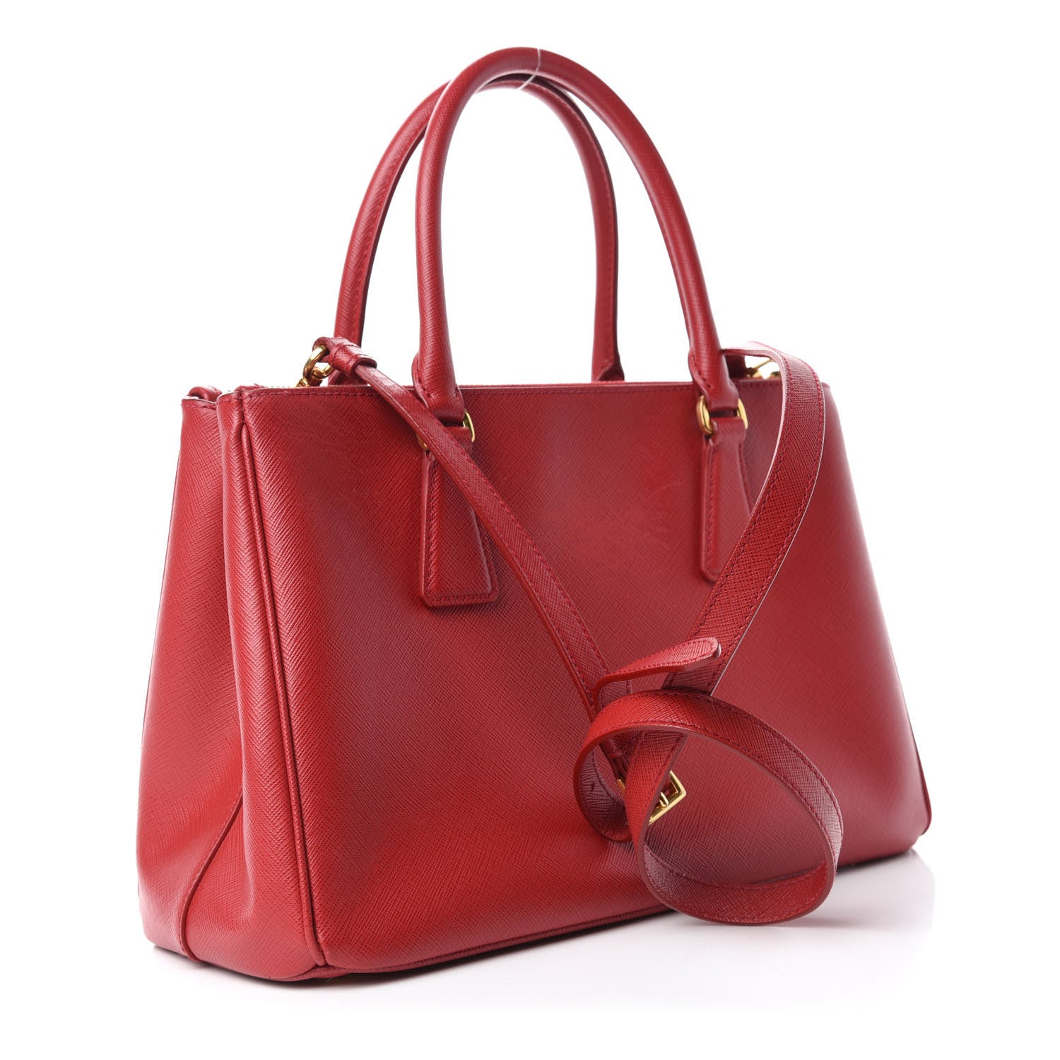 Prada Saffiano Small Galleria Double Zip Tote Fuoco 3 of 12