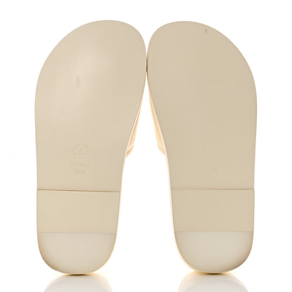 Chanel Lambskin Cha-Nel Mule Sandals 36.5 Ivory Multicolor 5 of 9