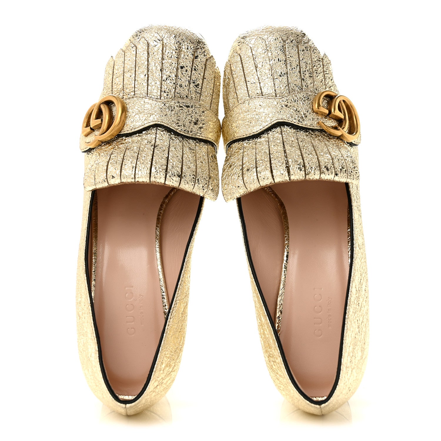 Gucci Galassia GG Marmont Fringe 50mm Loafer Pumps 37 Platino 2 of 9
