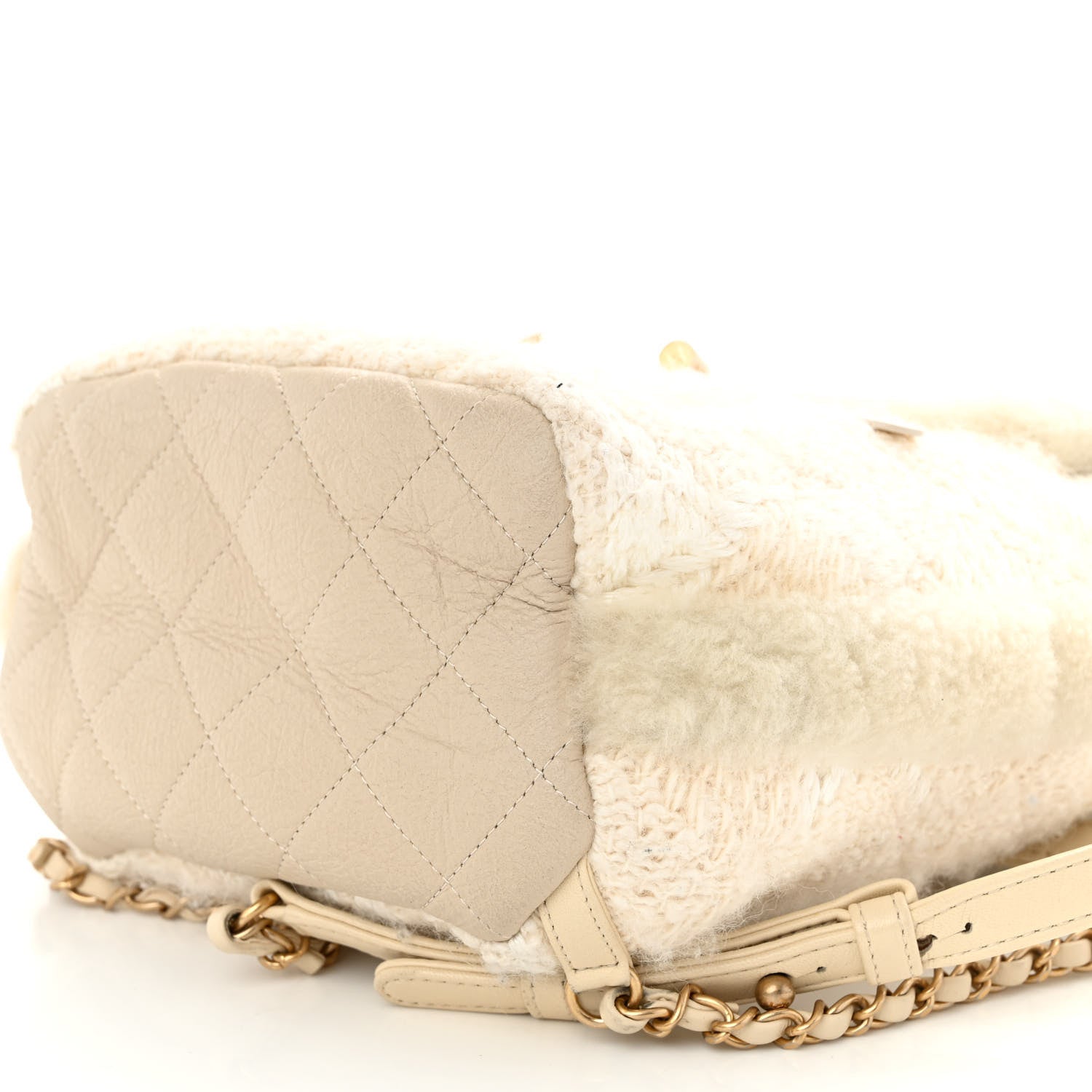 Chanel Tweed Shearling Quilted CC Backpack White 10 of 11