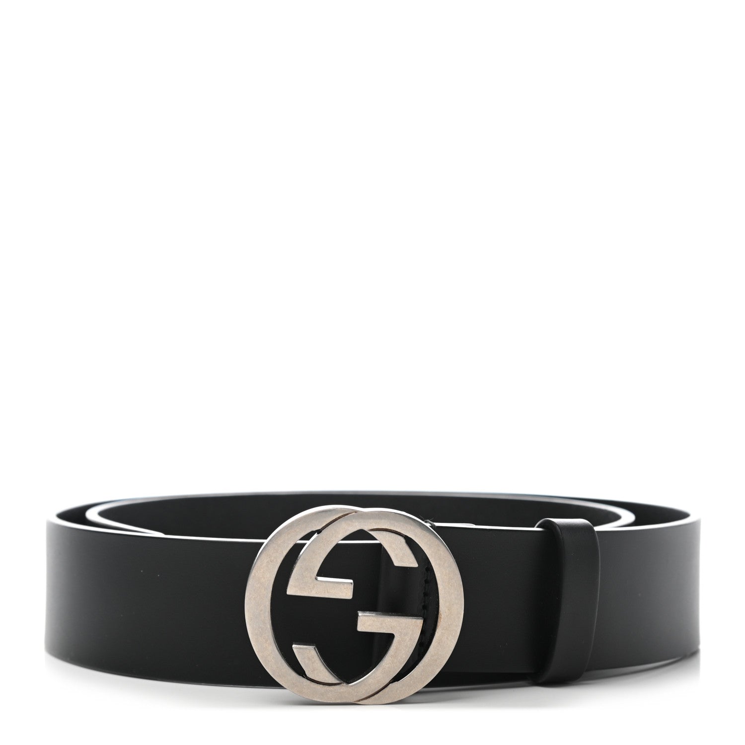 Gucci Selleria Calfskin Nickel Interlocking G 37mm Belt 90 36 Black 1 of 5