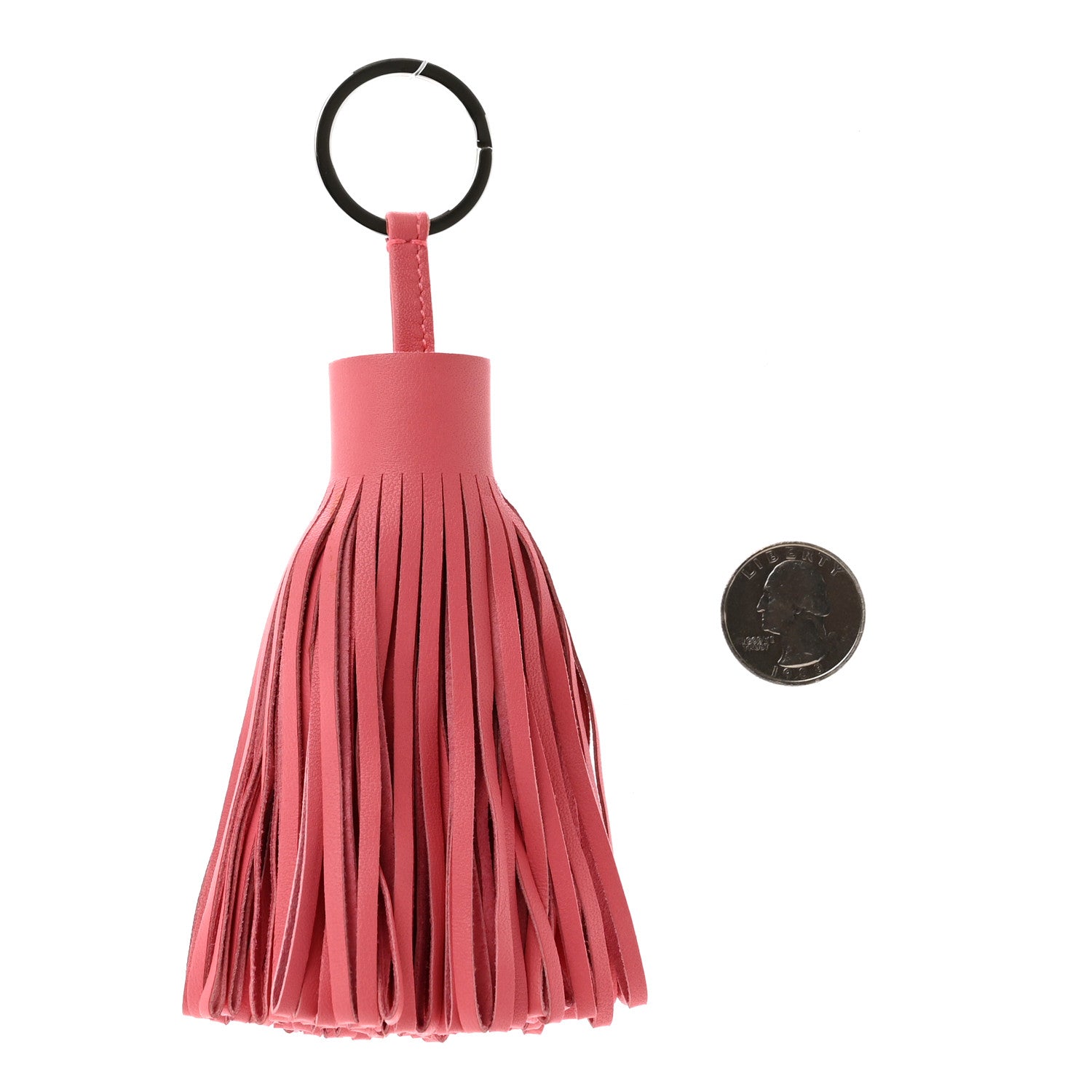 Hermes Lambskin Carmen Tassel Key Holder Rose Azalee 2 of 3