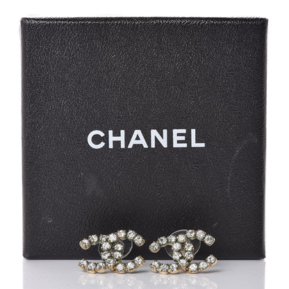 Chanel Crystal CC Earrings Gold 10 of 10