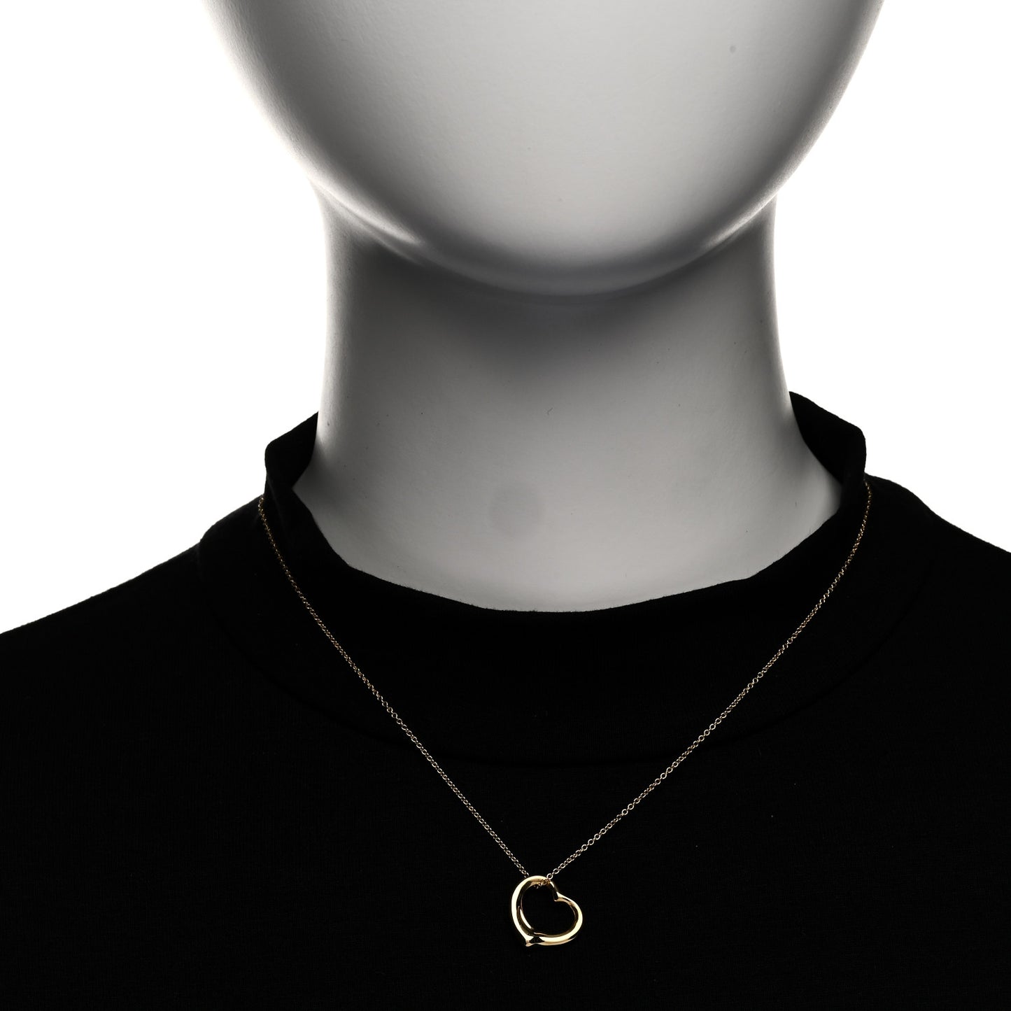 18K Yellow Gold 16mm Elsa Peretti Open Heart Pendant Necklace