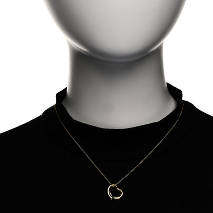 Tiffany 18K Yellow Gold 16mm Elsa Peretti Open Heart Pendant Necklace 2 of 7