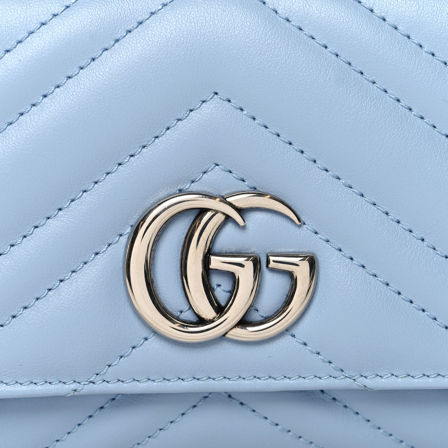 Calfskin Matelasse GG Marmont Continental Wallet Porcelain Light Blue