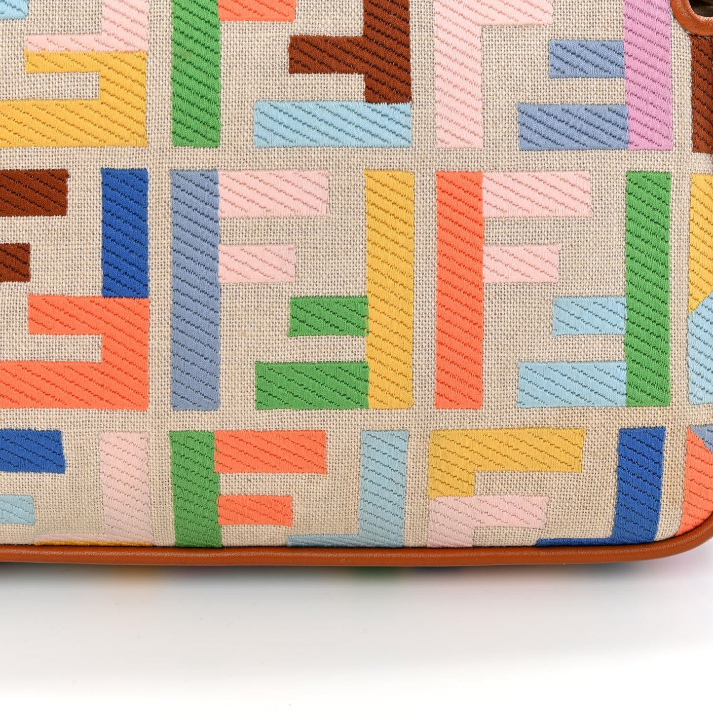 Kuban Canvas Vitello King FF Embroidered Baguette Grezzo Multicolor