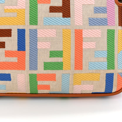 Fendi Kuban Canvas Vitello King FF Embroidered Baguette Grezzo Multicolor 13 of 16