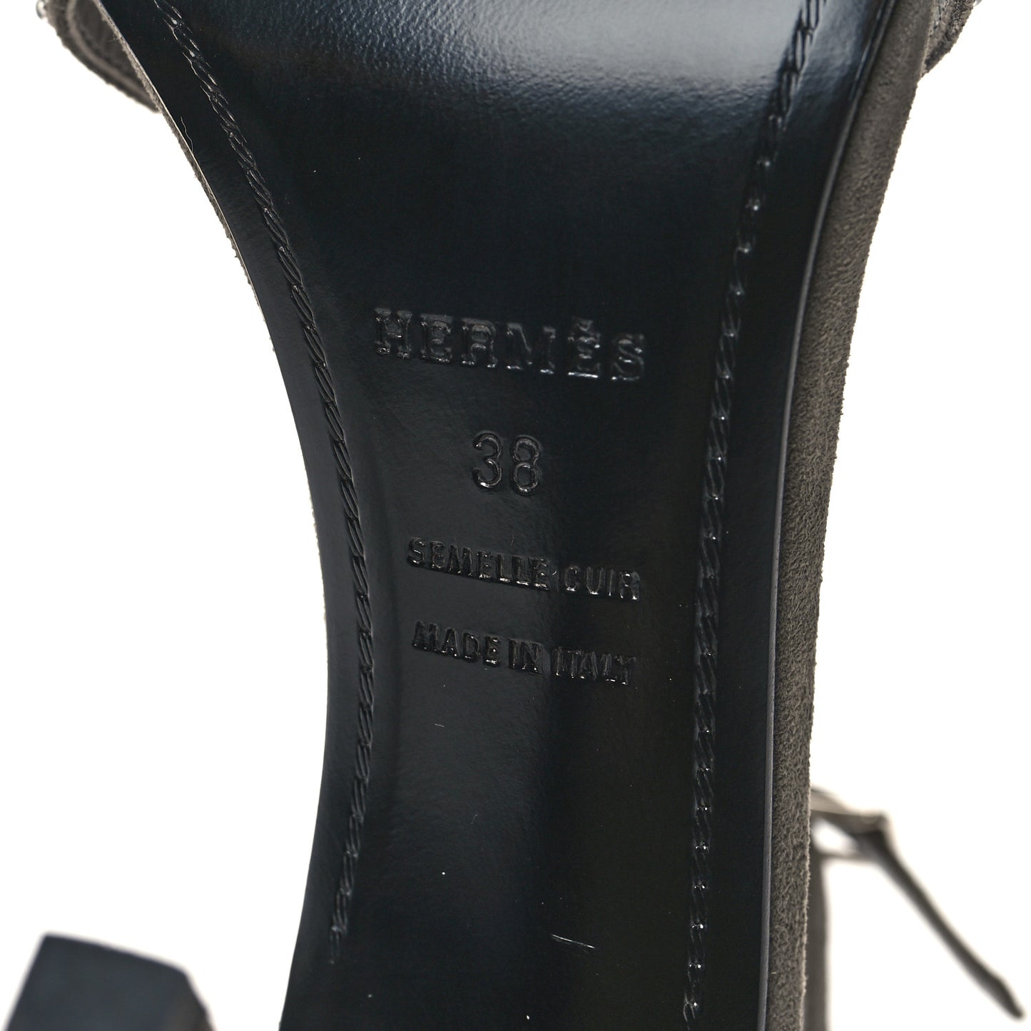 Suede Goatskin Crystal Premiere 105 Sandals 38 Grey