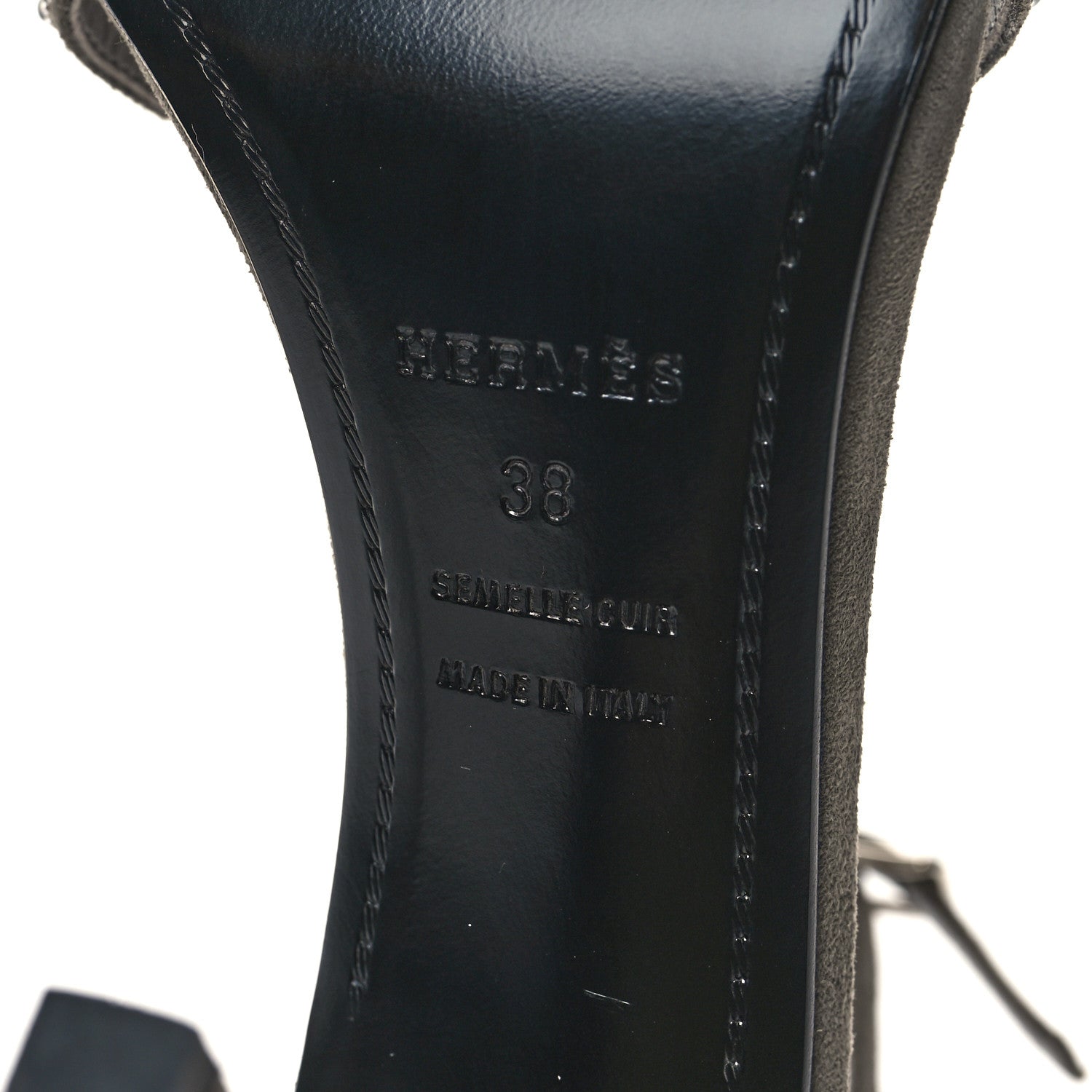 Hermes Suede Goatskin Crystal Premiere 105 Sandals 38 Grey 6 of 7