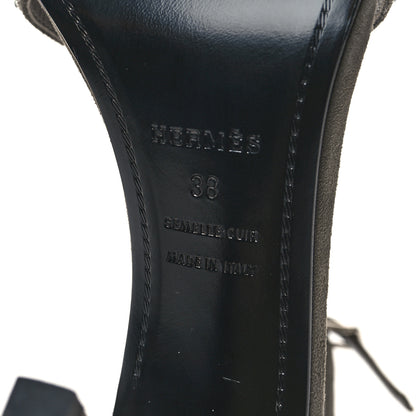 Hermes Suede Goatskin Crystal Premiere 105 Sandals 38 Grey 6 of 7
