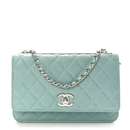 Chanel Lambskin Quilted Trendy CC Wallet On Chain WOC Light Blue 1 of 9