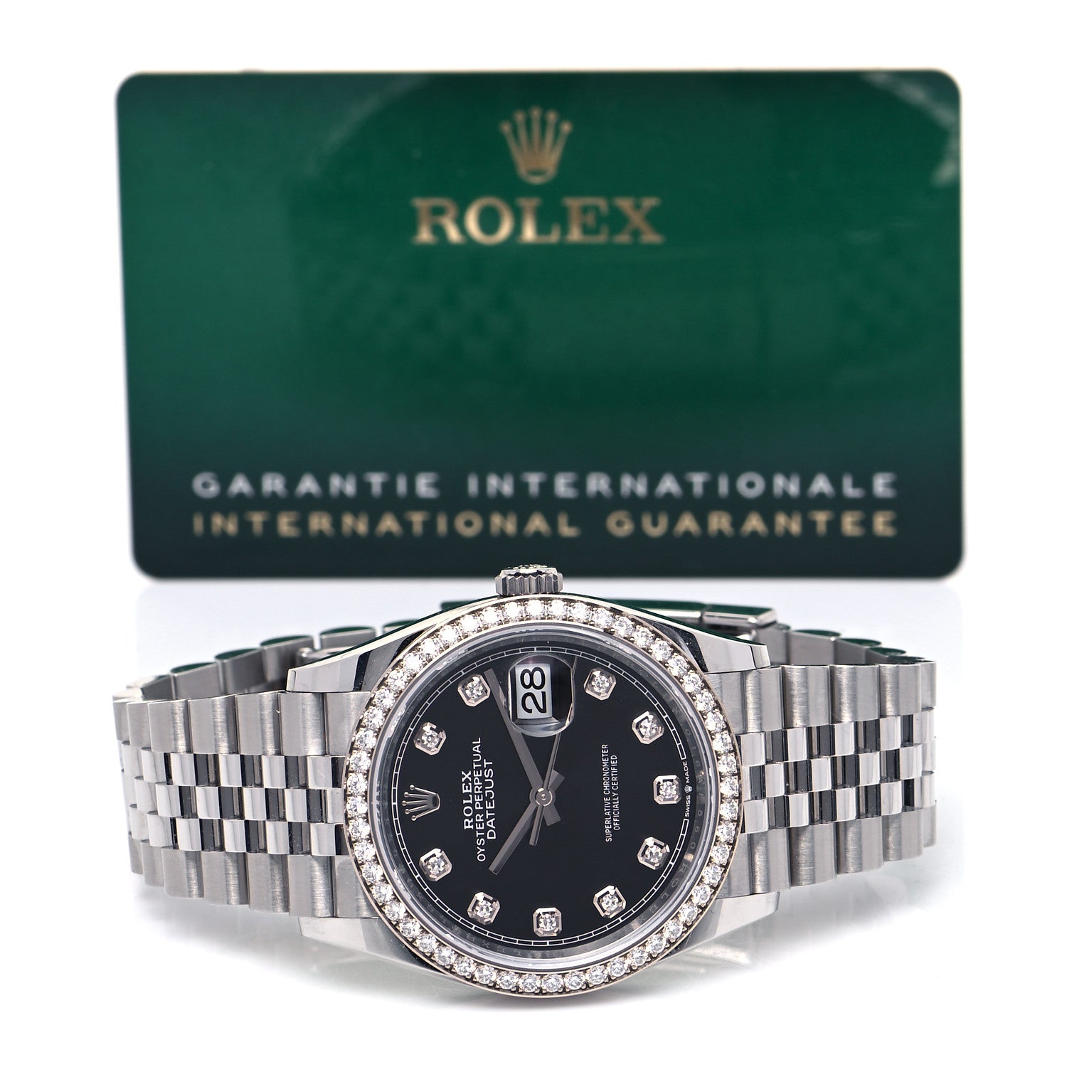 Rolex Stainless Steel 18K White Gold Diamond 36mm Oyster Perpetual Datejust Watch Black 126284RBR 5 of 5