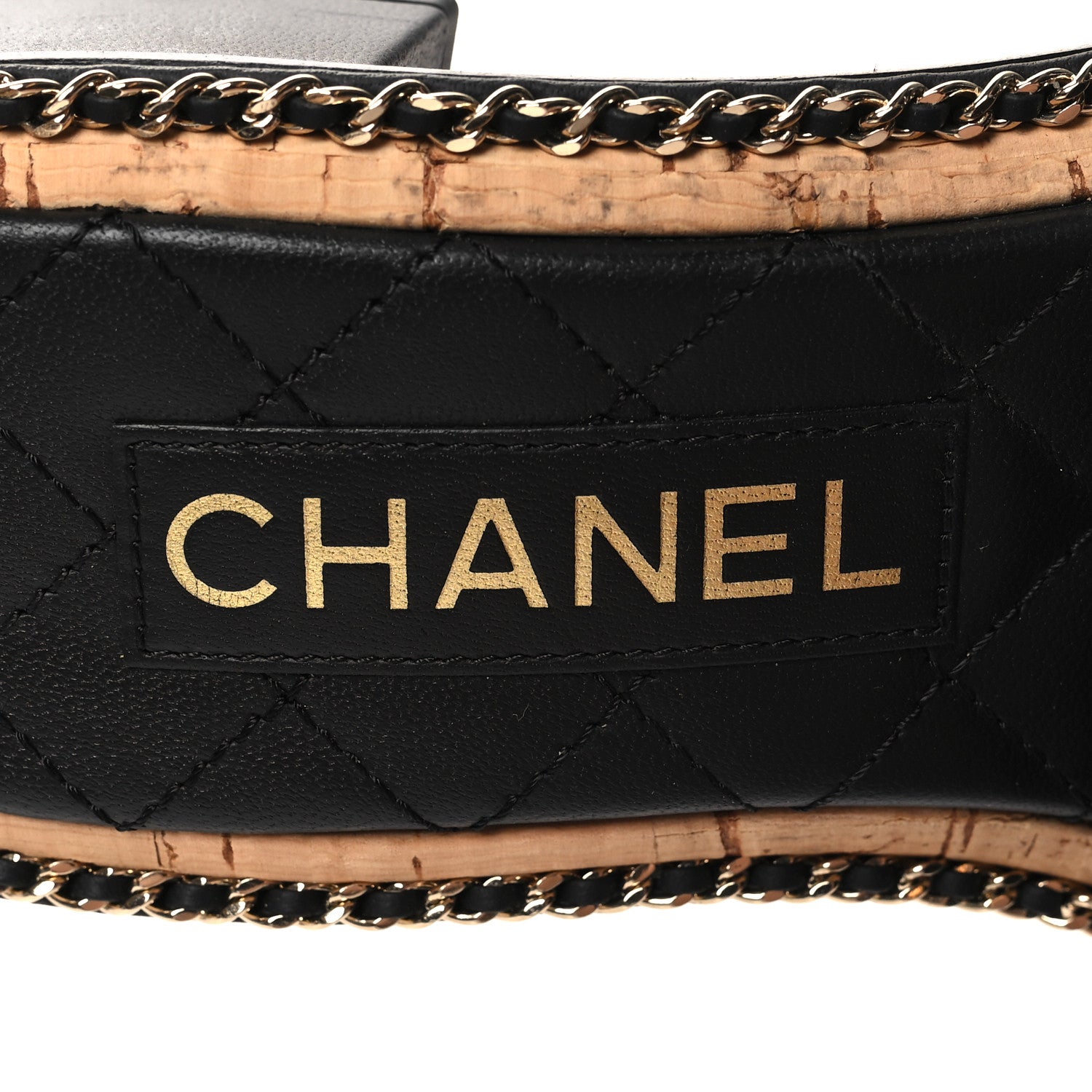 Chanel Lambskin Quilted Chain CC Sandals 37.5 Black 8 of 8