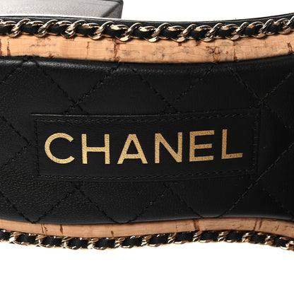Chanel Lambskin Quilted Chain CC Sandals 37.5 Black 8 of 8